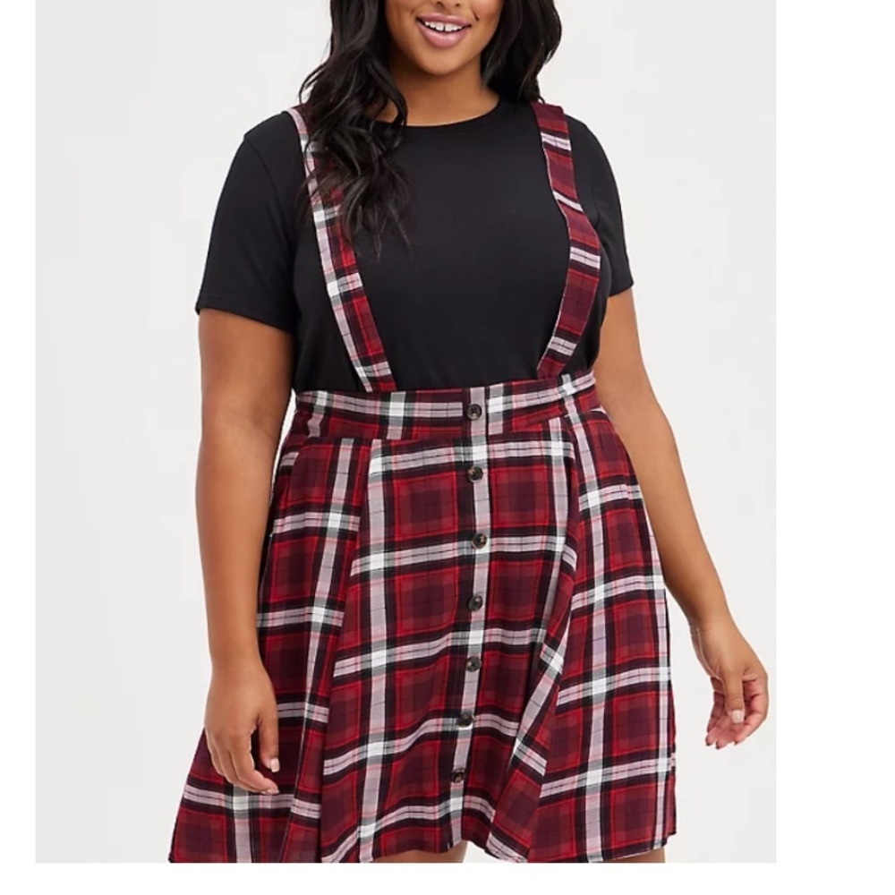 TORRID NWT SKIRTALL - CHALLIS PLAID BURGUNDY